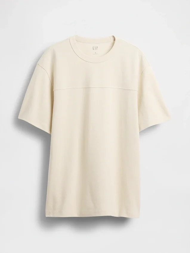 Luźny T-shirt z pikowanej bawełny