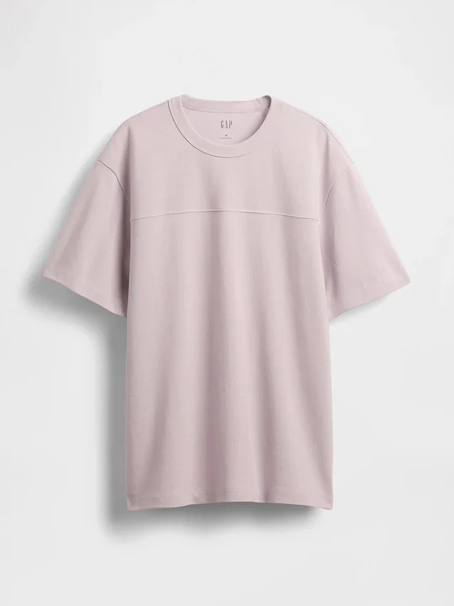 Luźny T-shirt z pikowanej bawełny