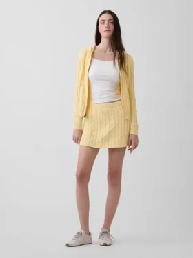 Mini spódniczka-szorty z dzianiny warkoczowej, 100% bawełna