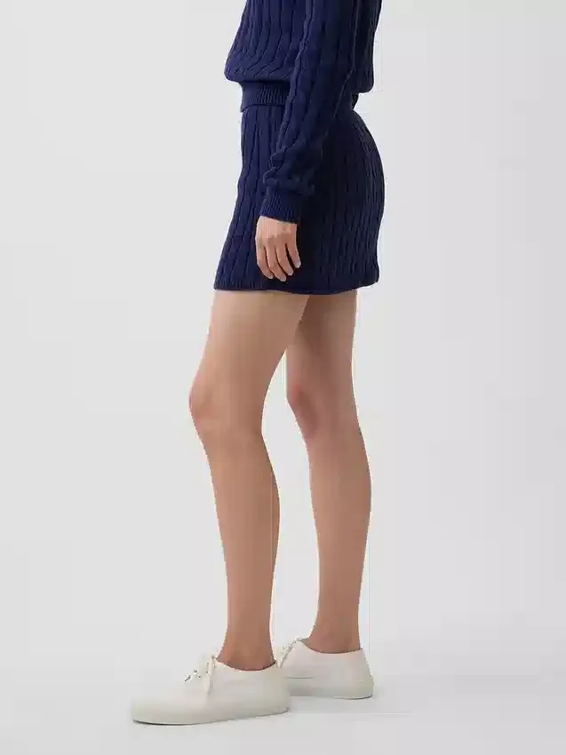 Mini spódniczka-szorty z dzianiny warkoczowej, 100% bawełna