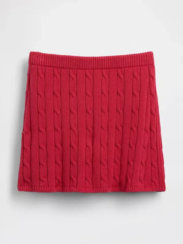 Mini spódniczka-szorty z dzianiny warkoczowej, 100% bawełna