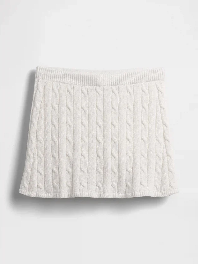 Mini spódniczka-szorty z dzianiny warkoczowej, 100% bawełna