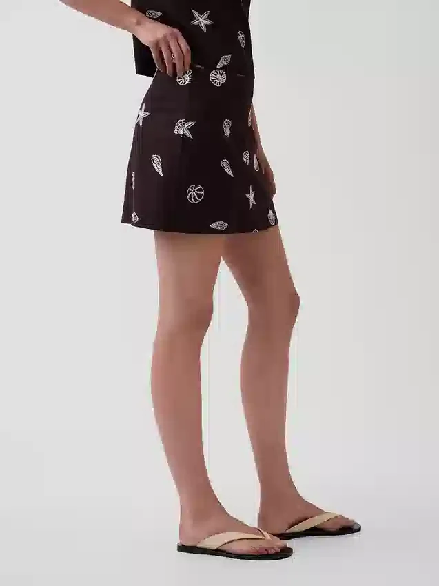 Mini spódniczka-szorty z mieszanki lnu