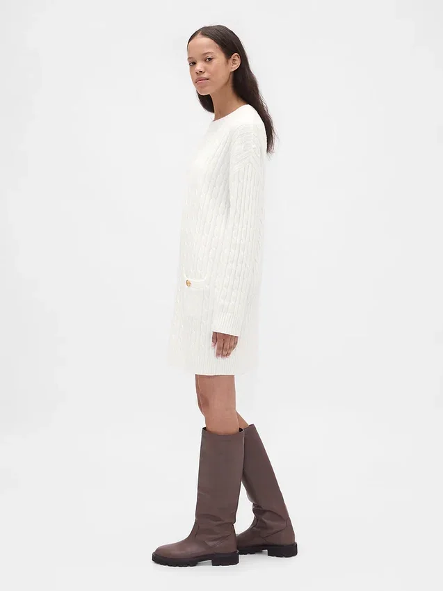 Mini sukienka sweterkowa z dzianiny typu cable-knit z serii CashSoft