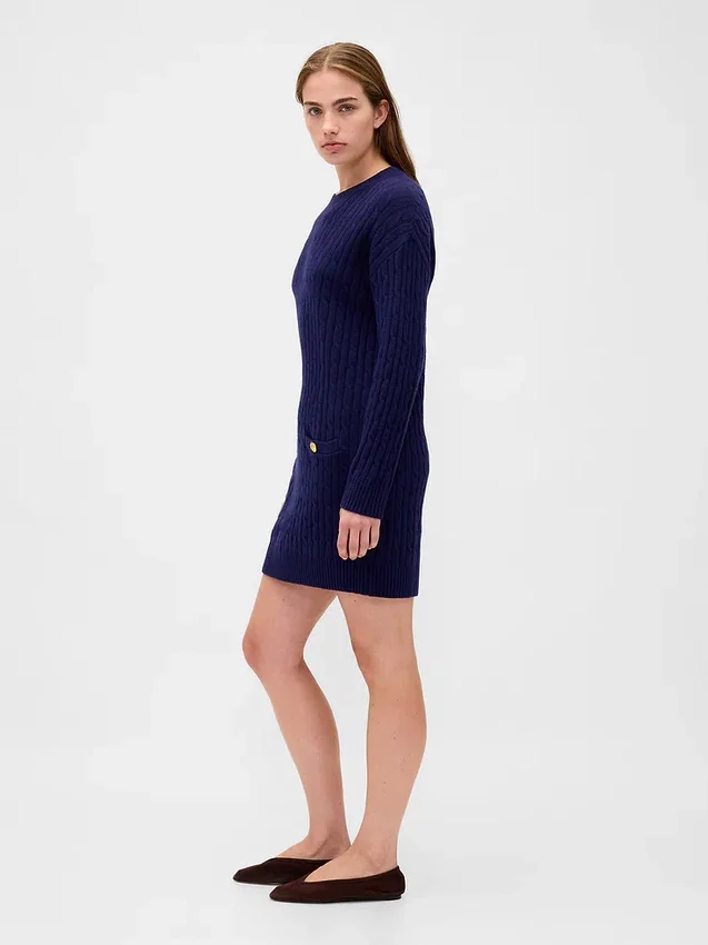 Mini sukienka sweterkowa z dzianiny typu cable-knit z serii CashSoft