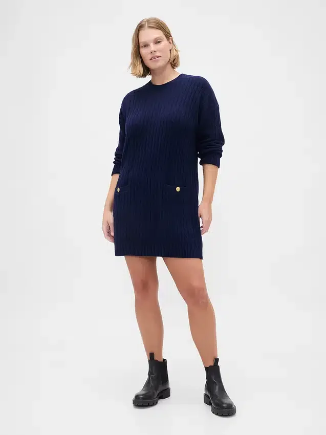 Mini sukienka sweterkowa z dzianiny typu cable-knit z serii CashSoft