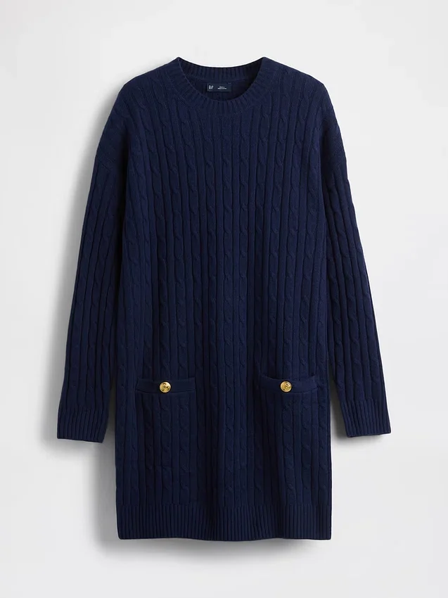 Mini sukienka sweterkowa z dzianiny typu cable-knit z serii CashSoft