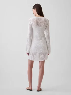 Mini sukienka sweterkowa z dzianiny typu pointelle