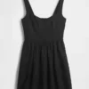 Mini sukienka z mieszanki lnu z obniżoną talią