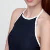 Mini sukienka z mieszanki lnu z wiązaniem na szyi