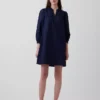 Mini sukienka z popeliny w stylu Henley
