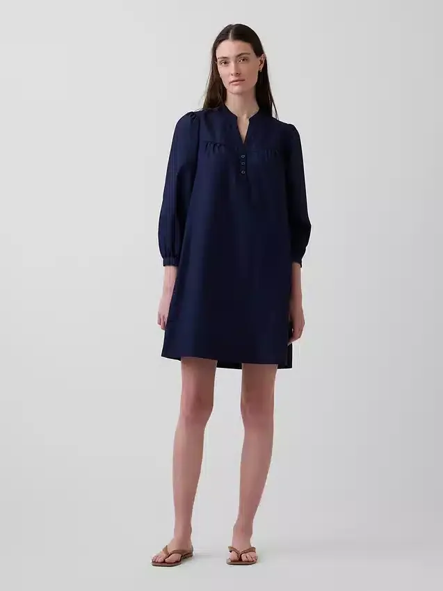 Mini sukienka z popeliny w stylu Henley