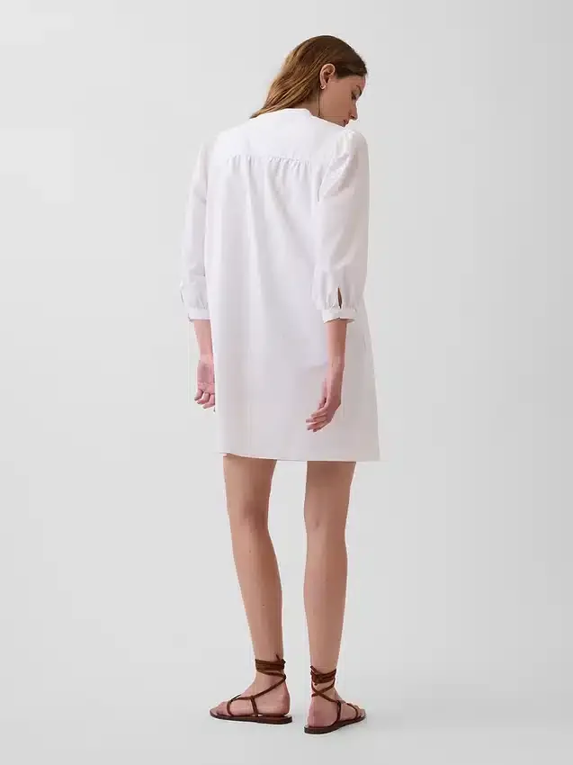 Mini sukienka z popeliny w stylu Henley