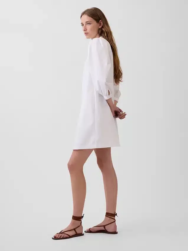 Mini sukienka z popeliny w stylu Henley