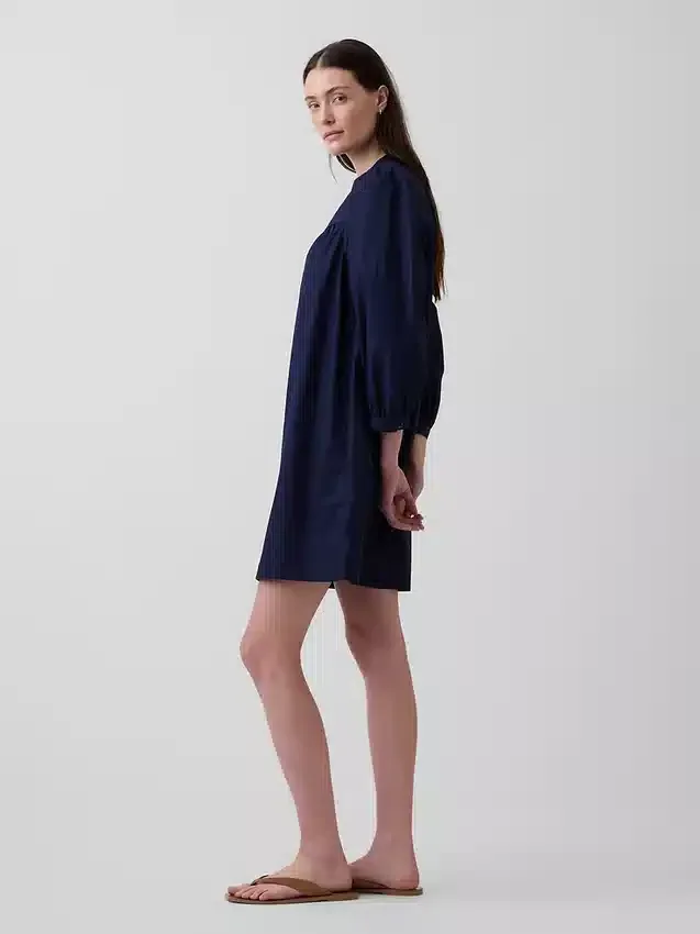 Mini sukienka z popeliny w stylu Henley