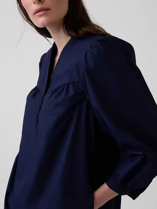 Mini sukienka z popeliny w stylu Henley