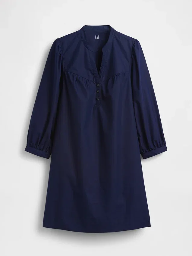 Mini sukienka z popeliny w stylu Henley