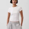 Mini T-shirt piżamowy z prążkowanym dekoltem