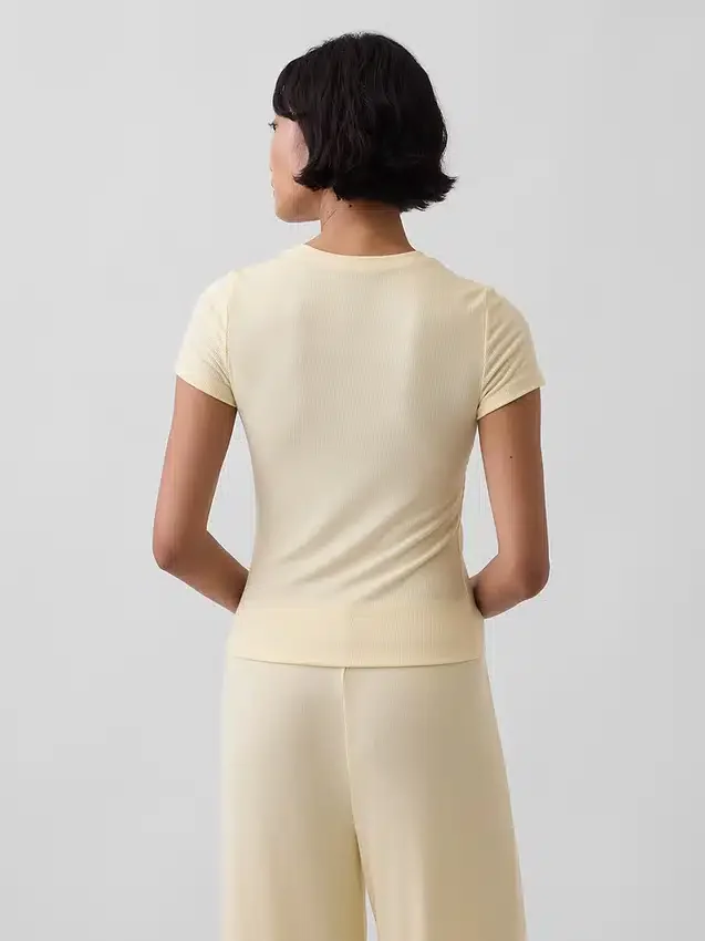 Mini T-shirt piżamowy z prążkowanym dekoltem