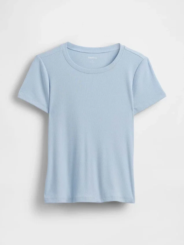 Mini T-shirt piżamowy z prążkowanym dekoltem