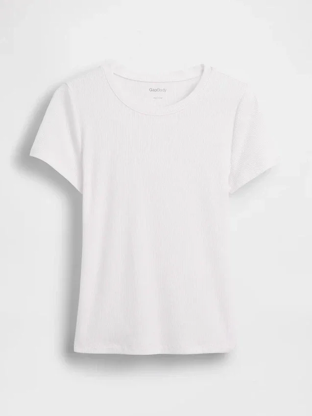 Mini T-shirt piżamowy z prążkowanym dekoltem