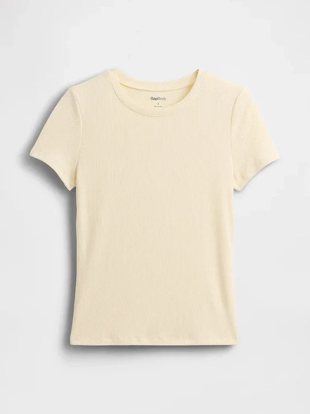Mini T-shirt piżamowy z prążkowanym dekoltem