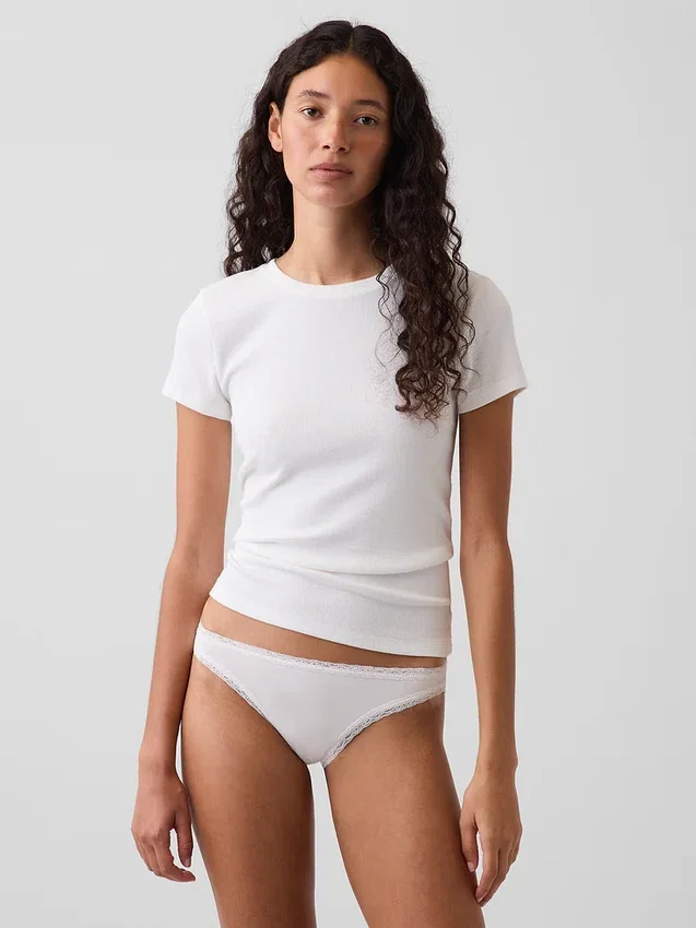 Najdelikatniejsze bikini z elastycznej bawełny organicznej z koronkową lamówką