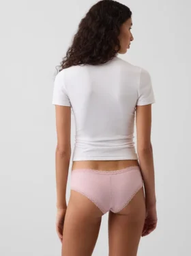 Najdelikatniejsze hipsterki typu cheeky z elastycznej bawełny organicznej z koronkową lamówką