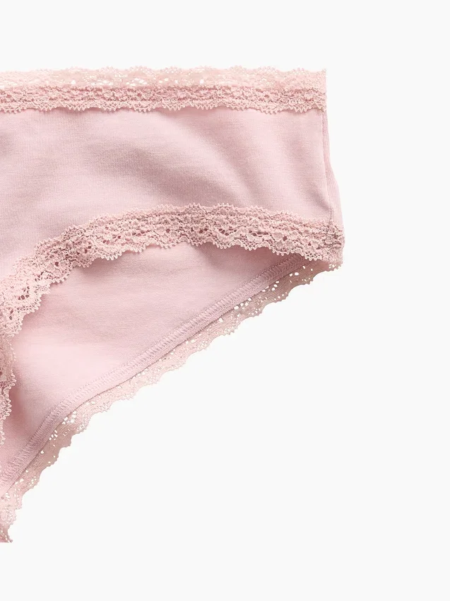 Najdelikatniejsze hipsterki typu cheeky z elastycznej bawełny organicznej z koronkową lamówką