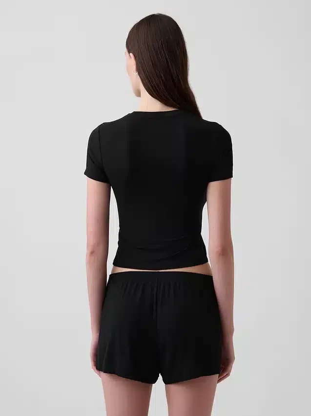 Najdelikatniejszy modalny T-shirt piżamowy z ściągaczem