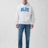 Niebieska bluza z kapturem z grubej dzianiny frotte z logo