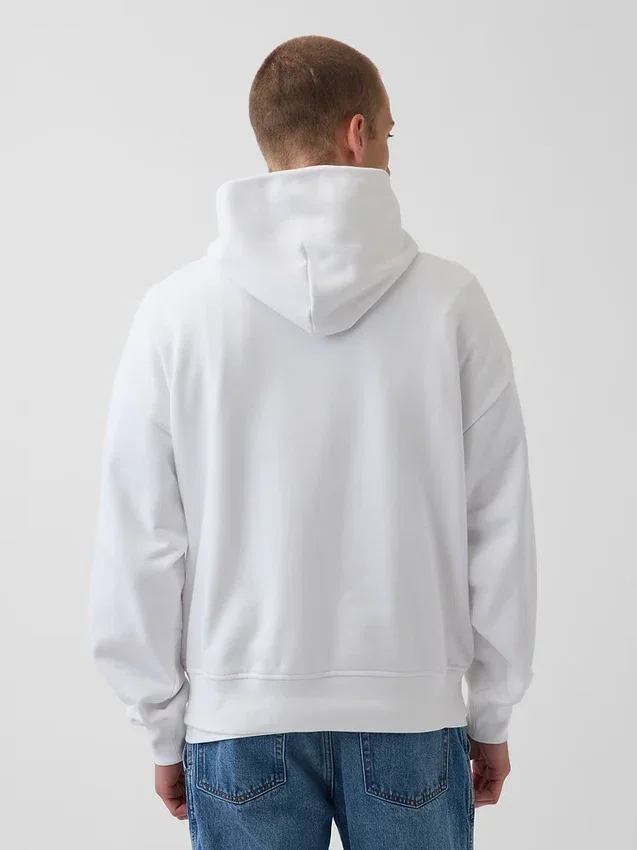 Niebieska bluza z kapturem z grubej dzianiny frotte z logo