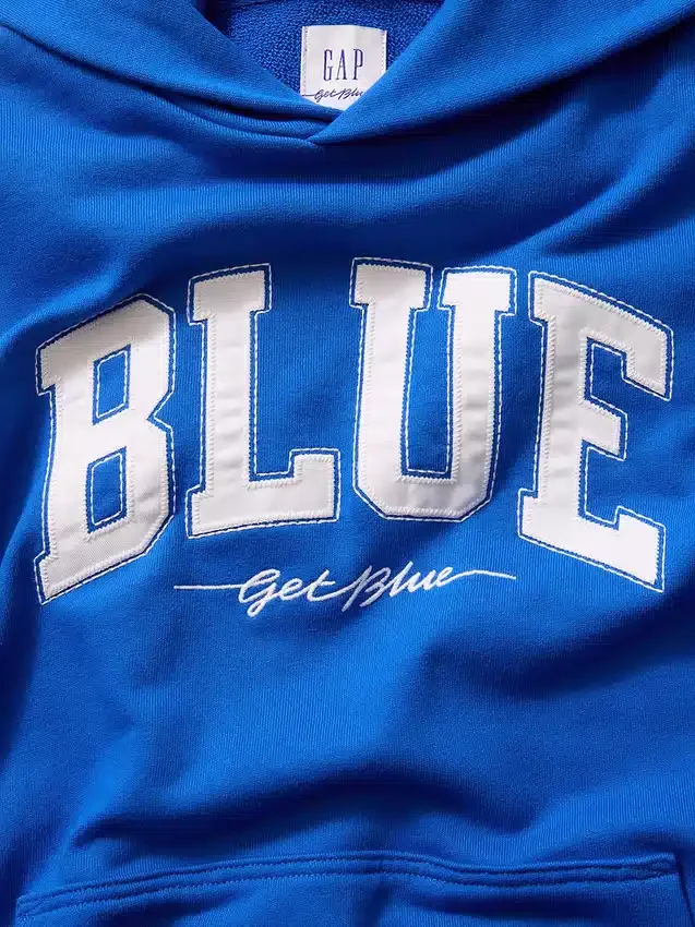 Niebieska bluza z kapturem z grubej dzianiny frotte z logo