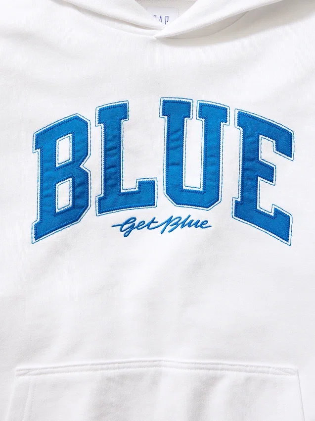 Niebieska bluza z kapturem z grubej dzianiny frotte z logo