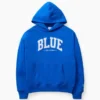 Niebieska bluza z kapturem z grubej dzianiny frotte z logo
