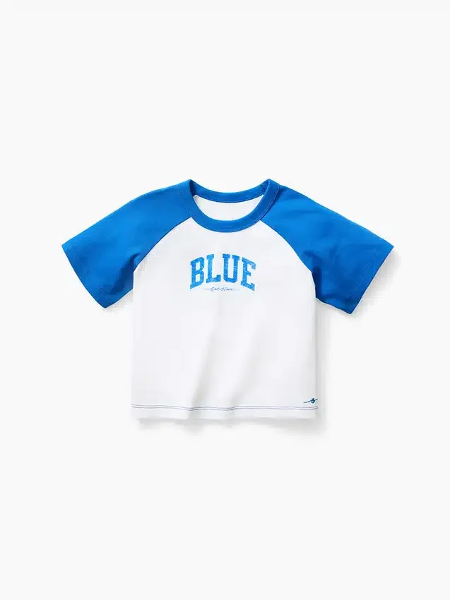 Niebieski T-shirt z raglanowymi rękawami dla niemowląt i Maluchów