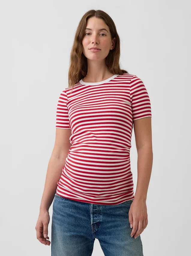 Nowoczesny T-shirt odzieży ciążowej z okrągłym dekoltem