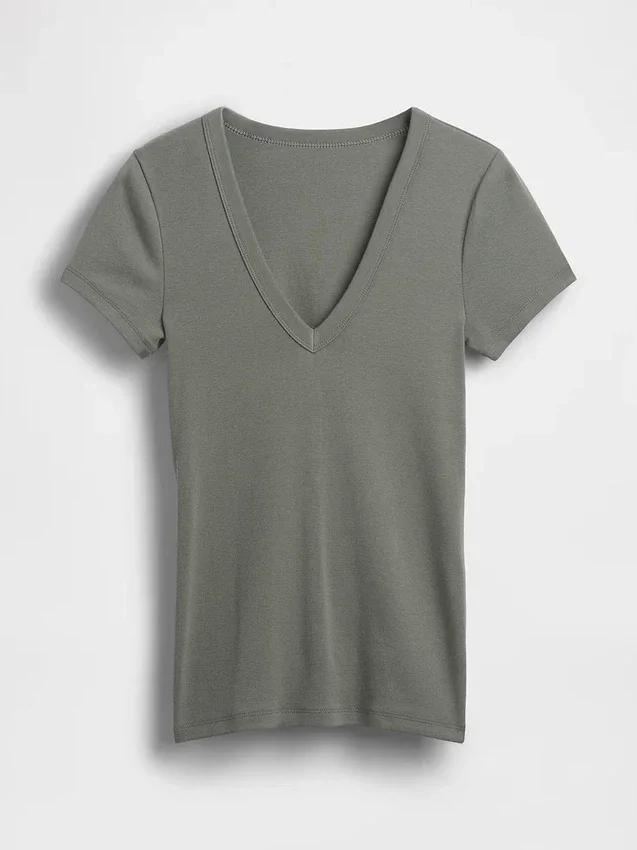 Nowoczesny T-shirt z dekoltem w serek