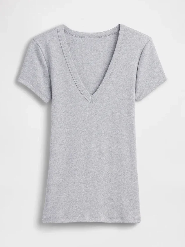 Nowoczesny T-shirt z dekoltem w serek