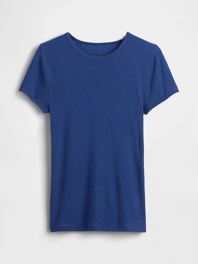 Nowoczesny T-shirt z prążkowanej dzianiny
