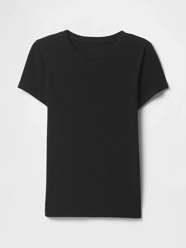 Nowoczesny T-shirt z prążkowanej dzianiny