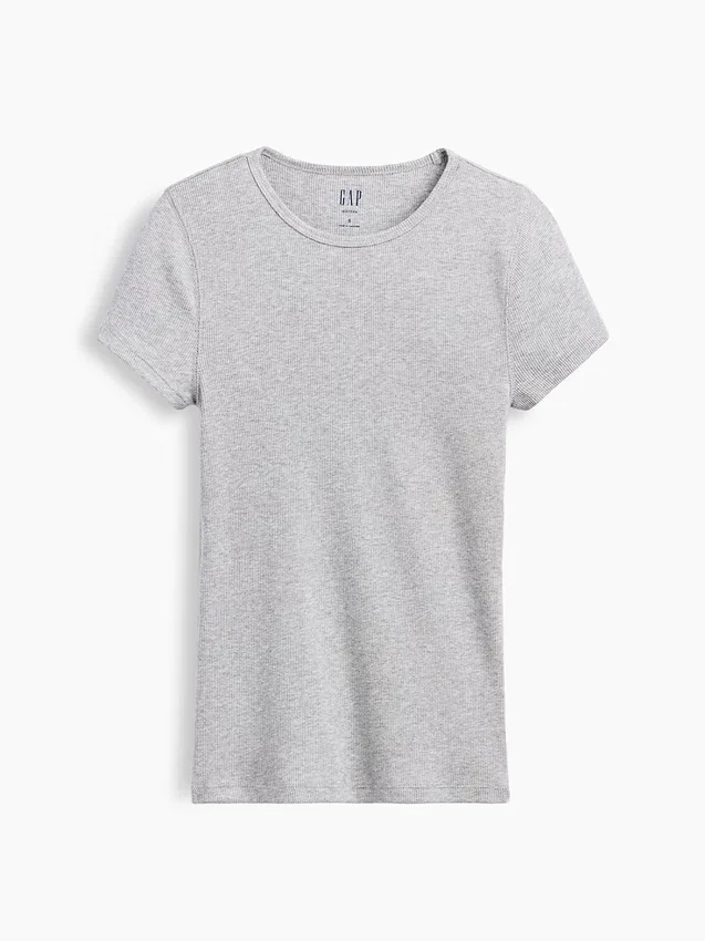 Nowoczesny T-shirt z prążkowanej dzianiny