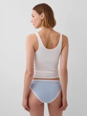Organiczne, elastyczne bawełniane bikini z koronkową lamówką