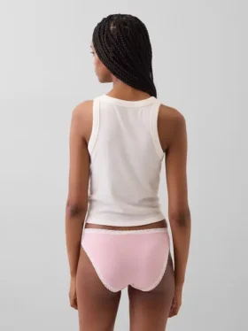 Organiczne, elastyczne bawełniane bikini z koronkową lamówką