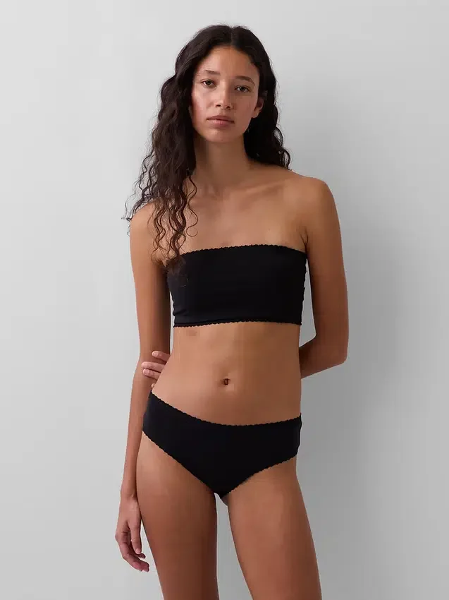 Organiczny, elastyczny bawełniany biustonosz bandeau z koronkową lamówką