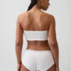 Organiczny, elastyczny bawełniany biustonosz bandeau z koronkową lamówką