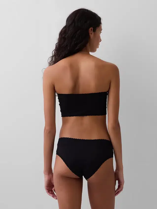 Organiczny, elastyczny bawełniany biustonosz bandeau z koronkową lamówką