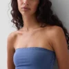 Organiczny, elastyczny bawełniany biustonosz bandeau z koronkową lamówką