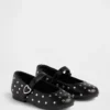 Płaskie buty typu mary jane z ćwiekami dla małych dzieci