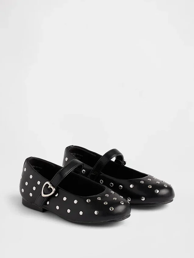 Płaskie buty typu mary jane z ćwiekami dla małych dzieci